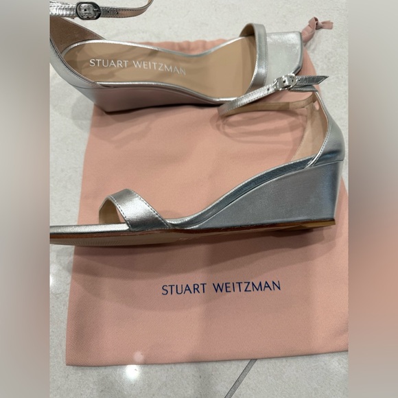 Stuart Weitzman Metallic Silver Wedge Heels - Picture 3 of 6